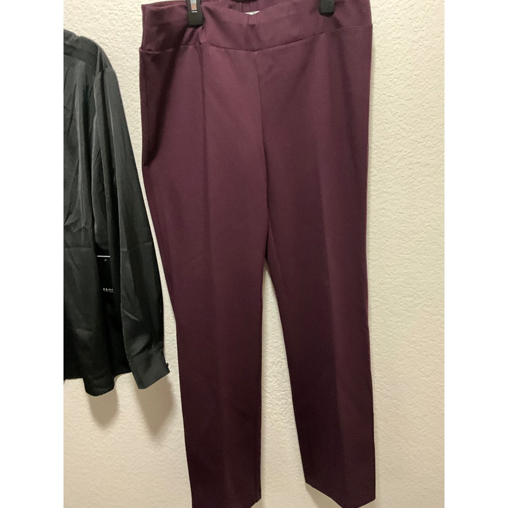 Bundle 2pcs Eloquii Black Satin Bow Blouse 16 & Lena Gabrielle Burgundy Pant 14 - Picture 4 of 8